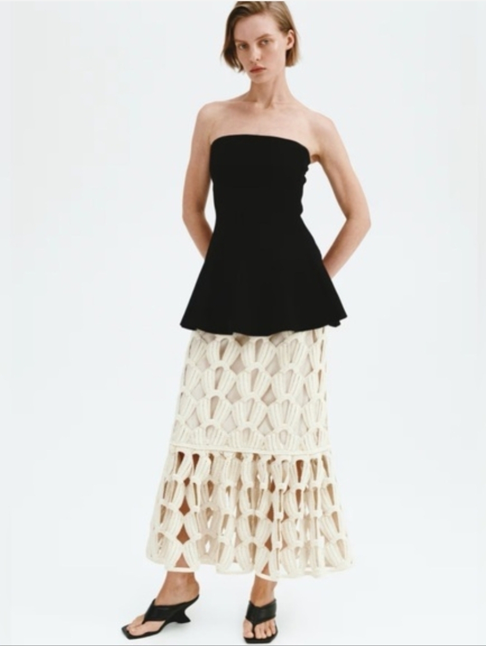 Brand New Sz M H&M CROCHET-LOOK Cream SKIRT - Picture 8 of 13